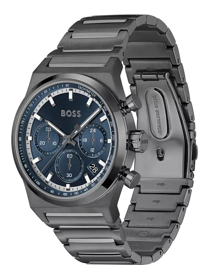 Мужские часы Candor Quartz Chronograph с ионным покрытием, серый корпус из нержавеющей стали, 41 мм — изображение 2 из 3