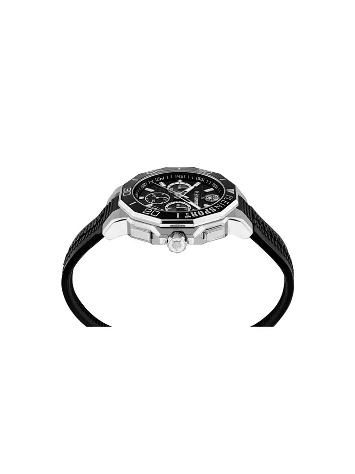Мужские часы Titan Chronograph Date с кварцевым механизмом, черный силиконовый ремешок, 46 мм Plein — изображение 3 из 5