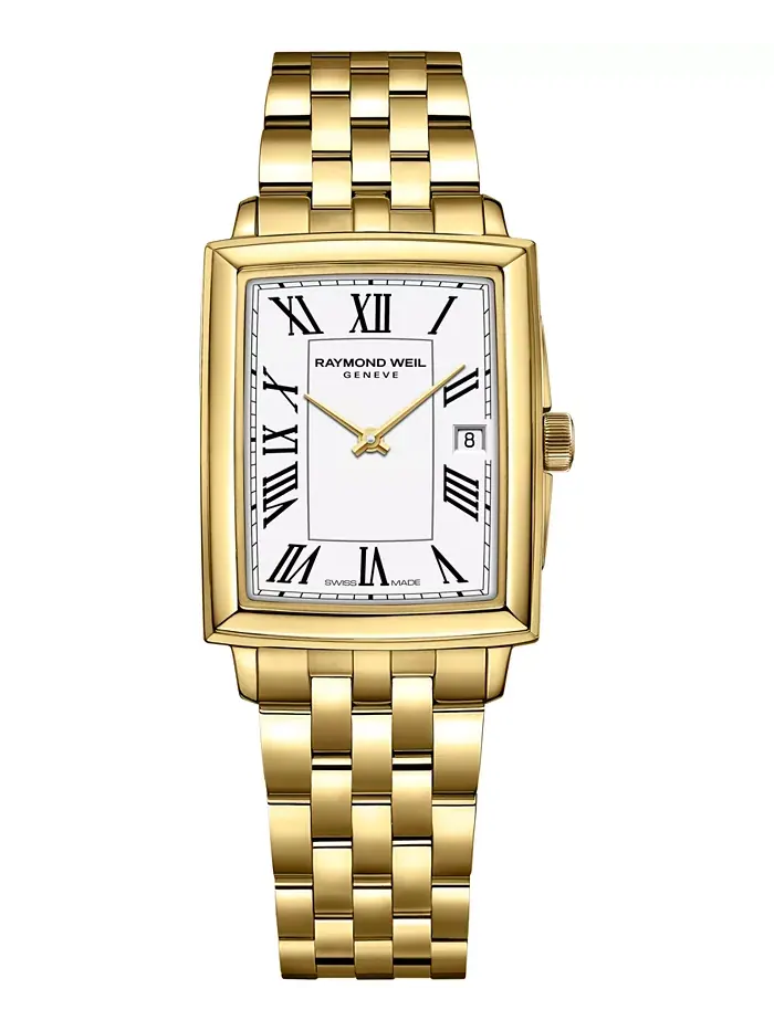 Женские наручные часы Swiss Toccata Gold PVD с браслетом из нержавеющей стали, 22.6x28.1 мм Raymond — изображение 1 из 3