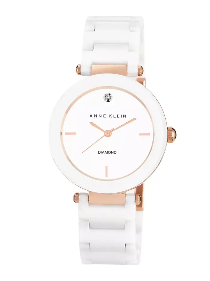 Женские часы Anne Klein с бриллиантом на белом керамическом браслете, 33 мм