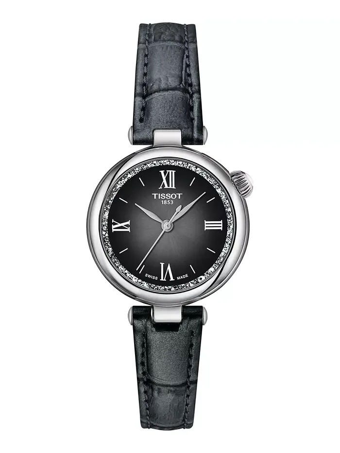 Женские часы Swiss Desir на черном кожаном ремешке, 28 мм Tissot — изображение 1 из 7