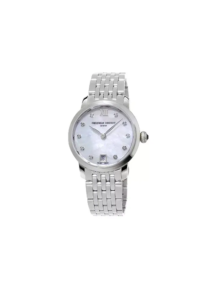 Женские часы-браслет Swiss Slimline Diamond (1/20 ct. t.w.) из нержавеющей стали, 30 мм Frederique — изображение 1 из 6