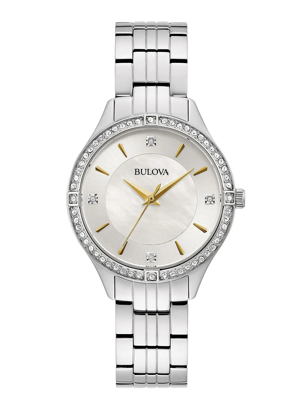Женские часы-браслет из нержавеющей стали с кристаллами, 32 мм Bulova
