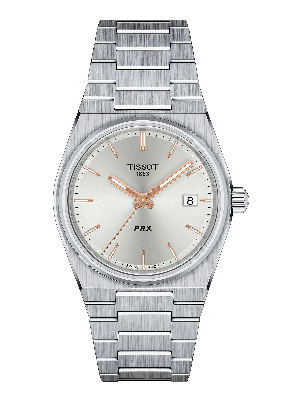 Часы-унисекс PRX с серебристым браслетом из нержавеющей стали, 35 мм Tissot — изображение 1 из 3, оттенок серебряный