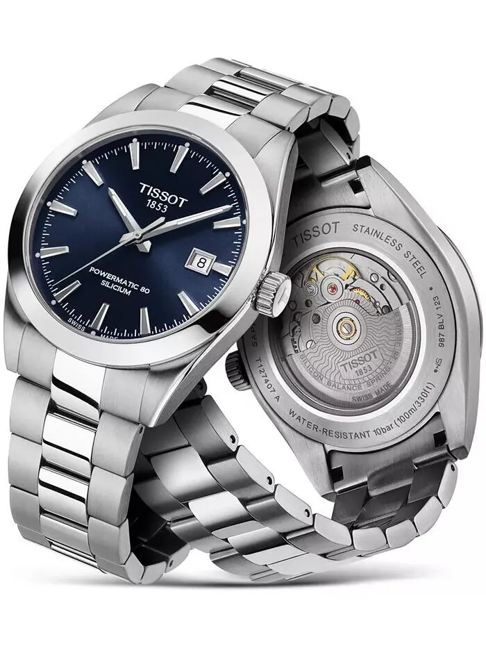 Мужские швейцарские автоматические часы T-Classic Gentleman Powermatic 80 из кремниевой нержавеющей — изображение 10 из 11