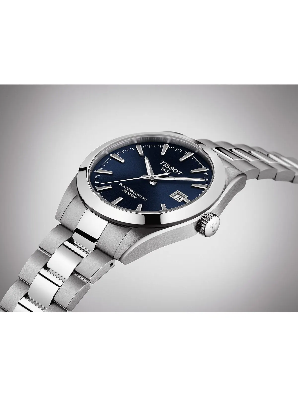 Мужские швейцарские автоматические часы T-Classic Gentleman Powermatic 80 из кремниевой нержавеющей — изображение 9 из 11
