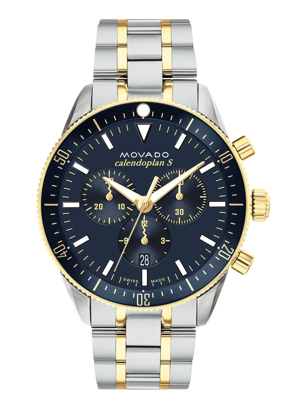 Мужские двухцветные часы Heritage с браслетом из нержавеющей стали, 42 мм Movado — изображение 1 из 3, оттенок мульти