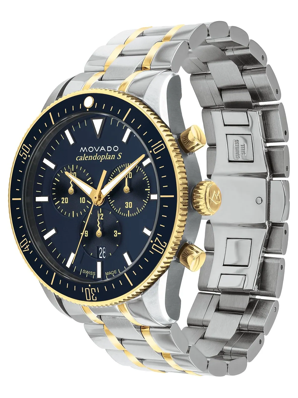 Мужские двухцветные часы Heritage с браслетом из нержавеющей стали, 42 мм Movado — изображение 2 из 3, оттенок мульти