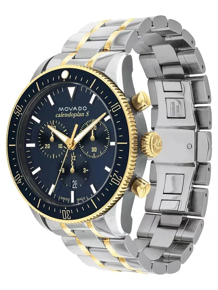 Мужские двухцветные часы Heritage с браслетом из нержавеющей стали, 42 мм Movado — изображение 2 из 3