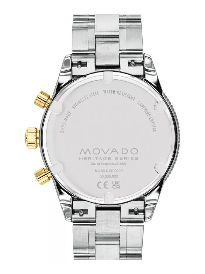 Мужские двухцветные часы Heritage с браслетом из нержавеющей стали, 42 мм Movado — изображение 3 из 3