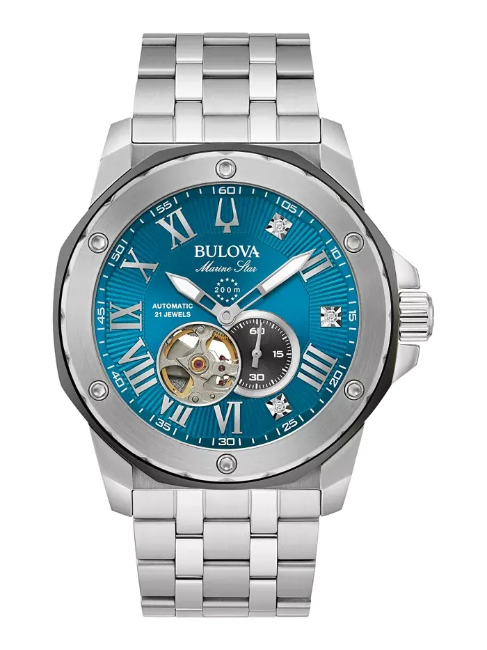 Мужские автоматические часы Marine Star Marc Anthony на стальном браслете, 45 мм Bulova