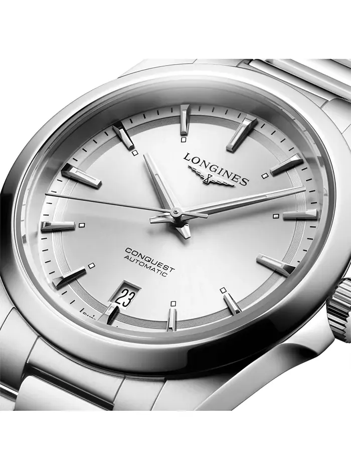 Мужские автоматические часы Swiss Automatic Conquest с браслетом из нержавеющей стали, 38 мм — изображение 4 из 6