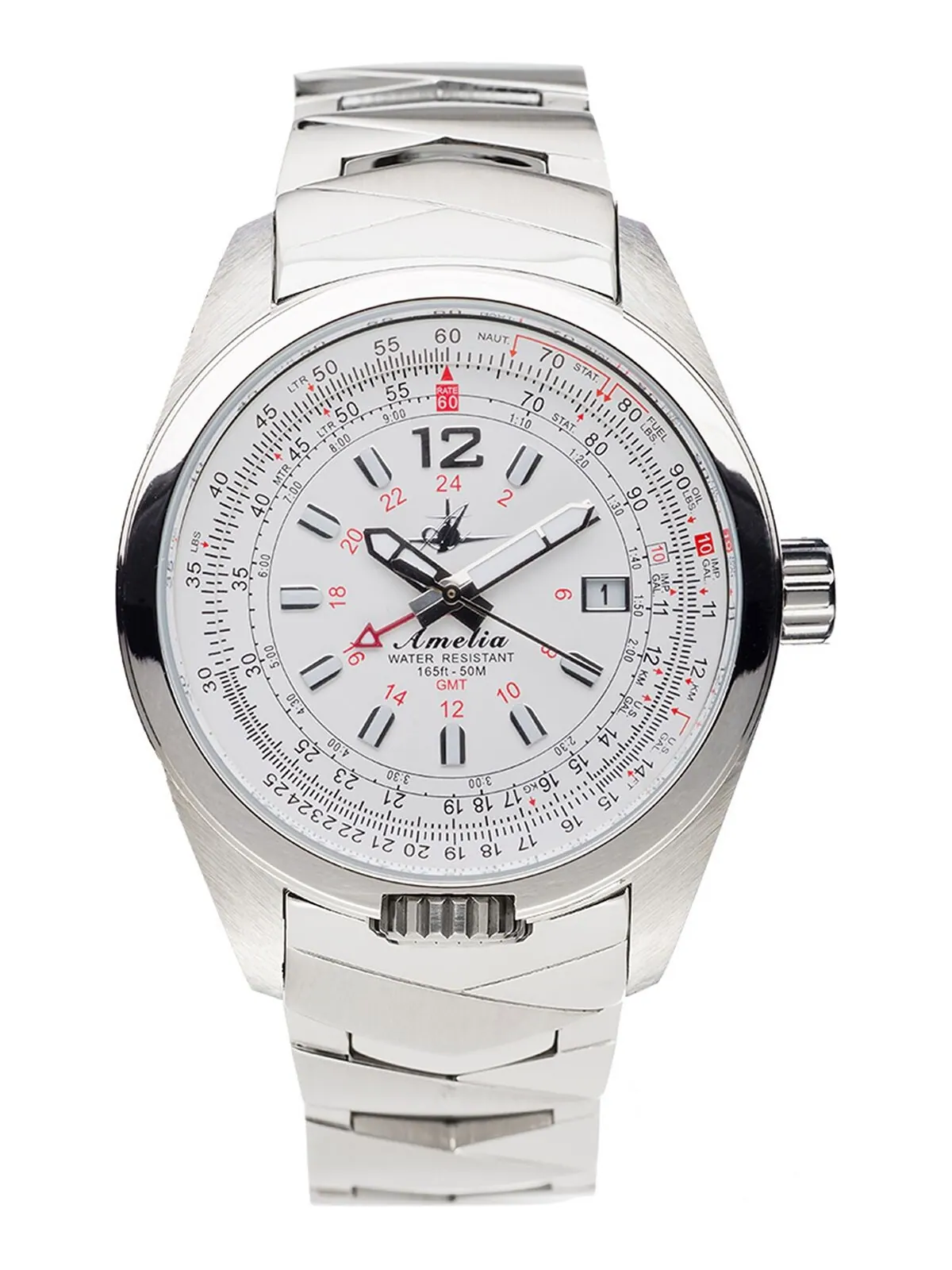 Женские часы Amelia Swiss GMT с браслетом из нержавеющей стали, 40 мм Abingdon Co.