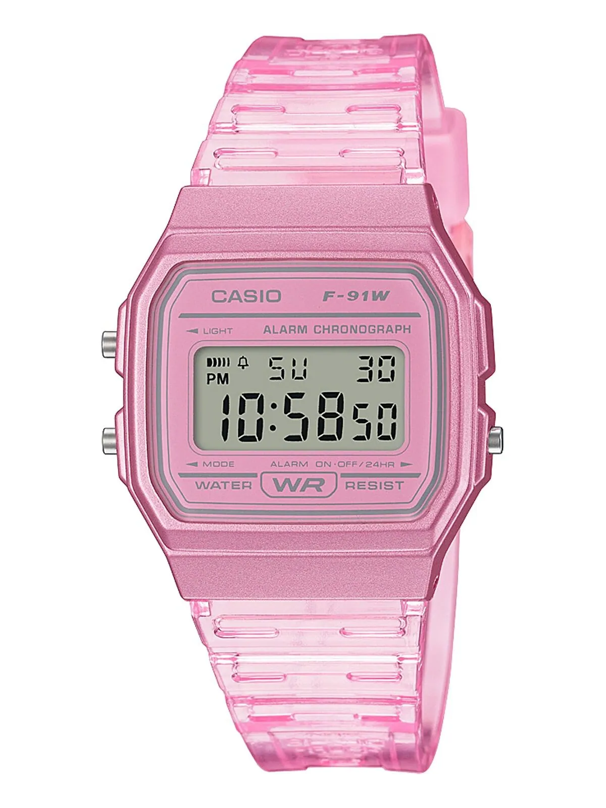Цифровые часы унисекс с розовым желейным ремешком, 35,2 мм Casio — изображение 1 из 3, оттенок розовый