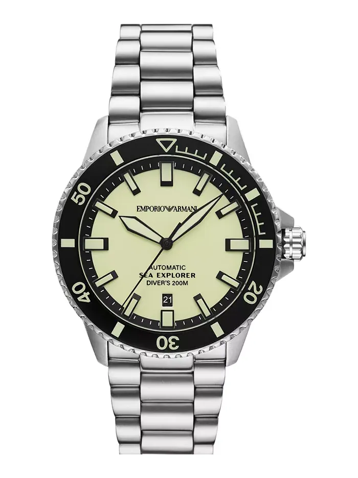 Мужские автоматические часы Sea Explorer со стальным браслетом, 43 мм Emporio Armani — изображение 1 из 8