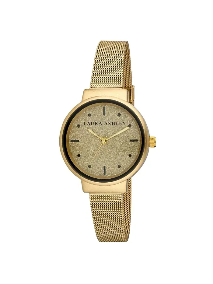 Часы Spray Gold Mesh с блестящим циферблатом Powered Glitz Laura Ashley