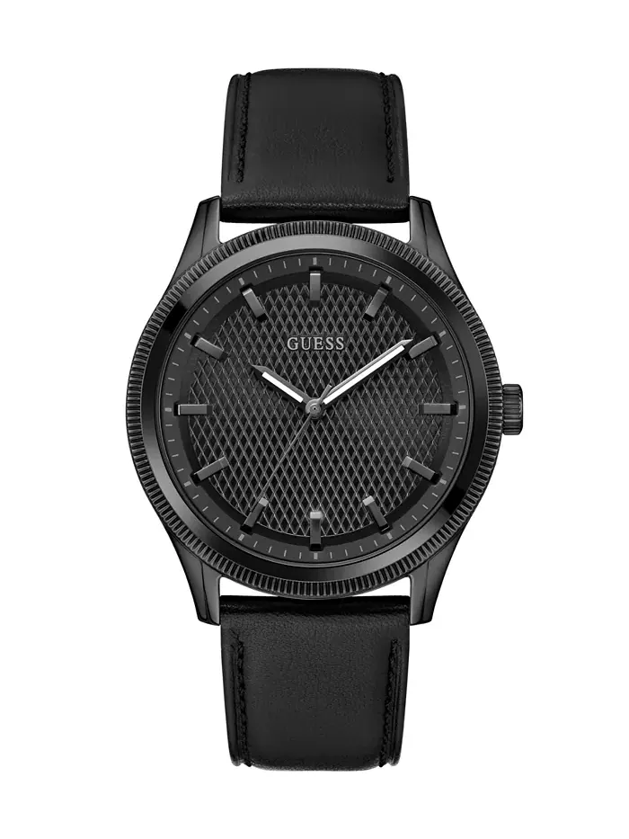Мужские аналоговые часы из натуральной кожи, черные, 44 мм GUESS