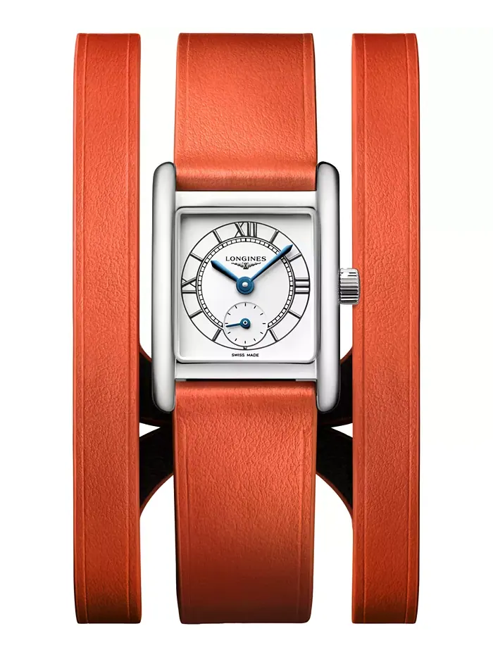 Женские часы Swiss Mini Dolcevita Orange с трехрядным кожаным ремешком, 29 мм Longines — изображение 1 из 3