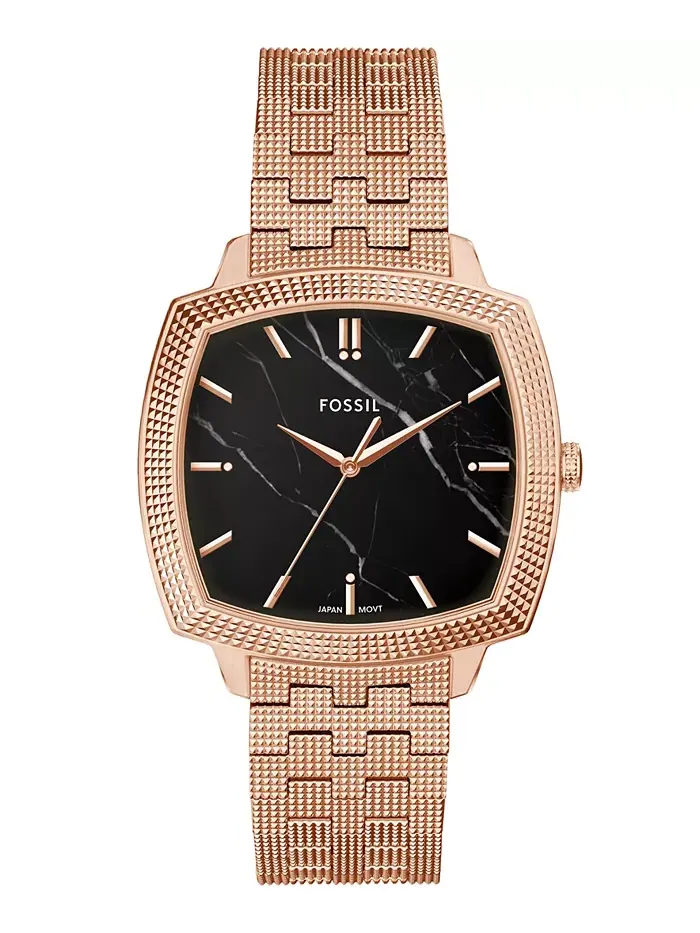 Унисекс часы Nick Jonas x Machine Luxe Marble Rose Gold-Tone из нержавеющей стали, 37 мм Fossil — изображение 1 из 10