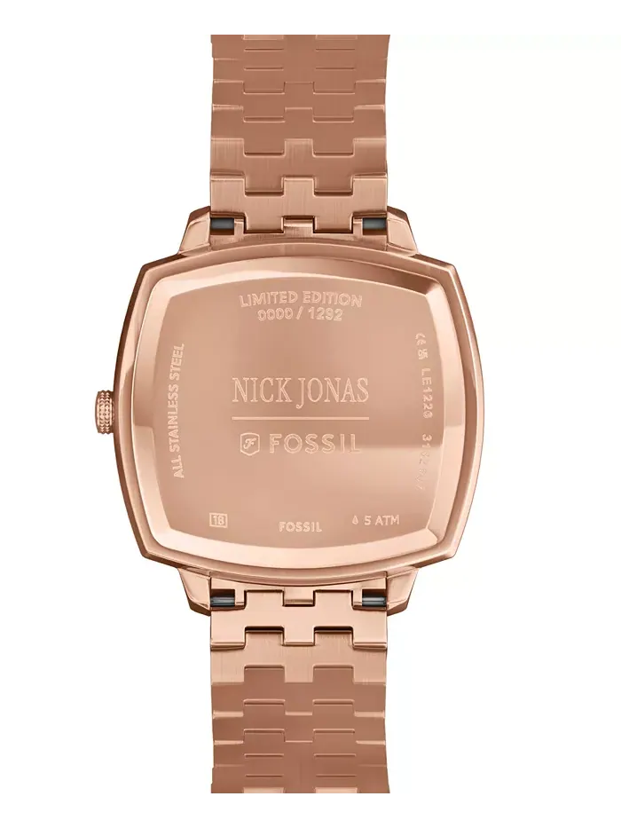 Унисекс часы Nick Jonas x Machine Luxe Marble Rose Gold-Tone из нержавеющей стали, 37 мм Fossil — изображение 3 из 10