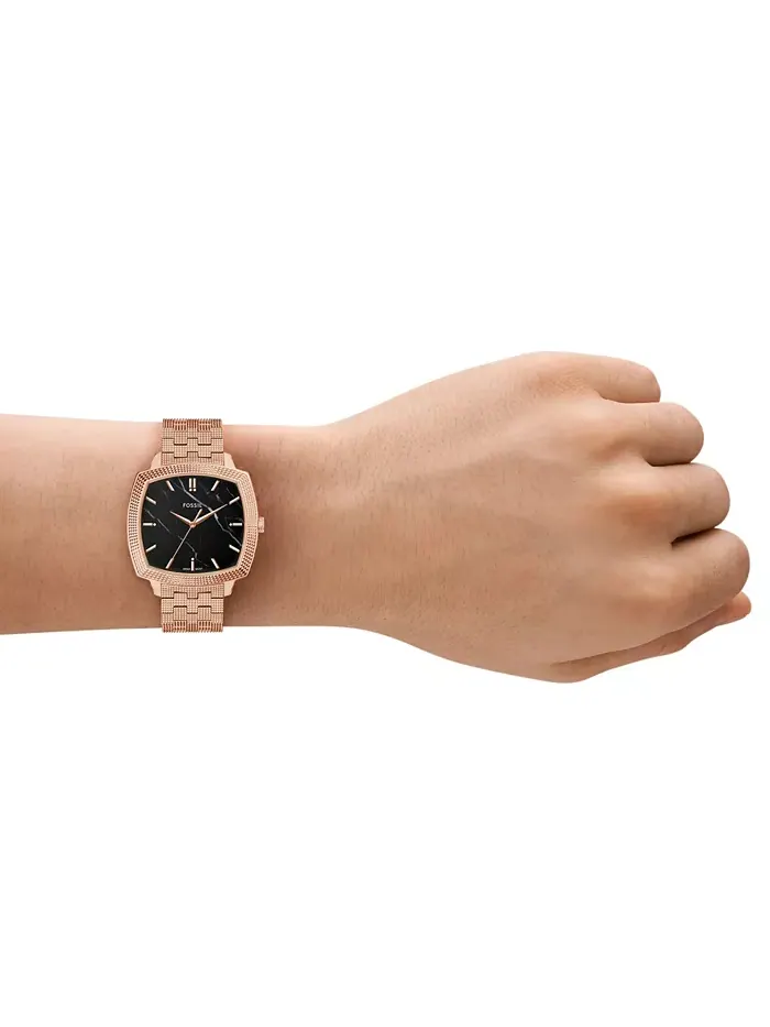 Унисекс часы Nick Jonas x Machine Luxe Marble Rose Gold-Tone из нержавеющей стали, 37 мм Fossil — изображение 8 из 10