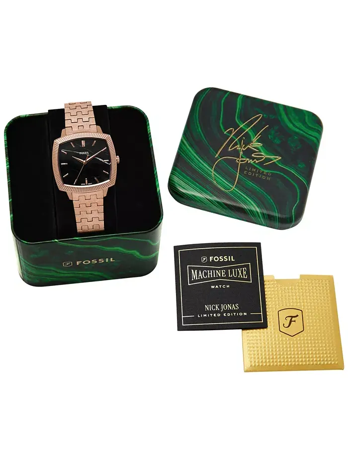 Унисекс часы Nick Jonas x Machine Luxe Marble Rose Gold-Tone из нержавеющей стали, 37 мм Fossil — изображение 10 из 10