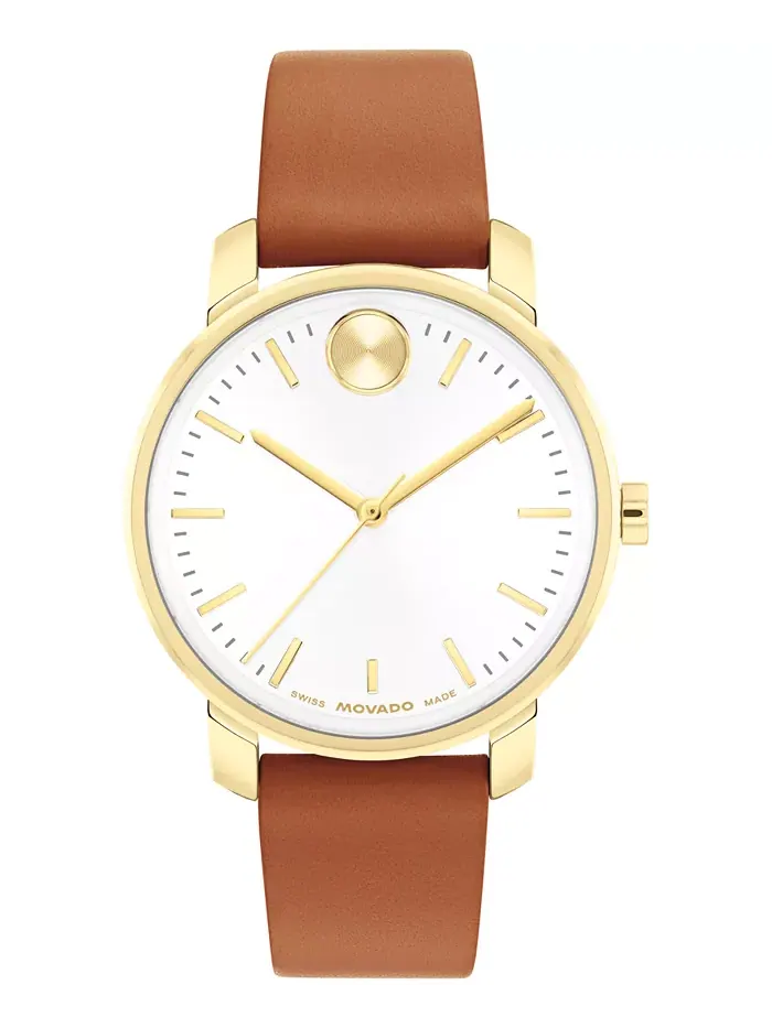 Женские часы Bold Access Swiss Quartz с кожаным ремешком цвета коньяк, 34mm Movado — изображение 1 из 3