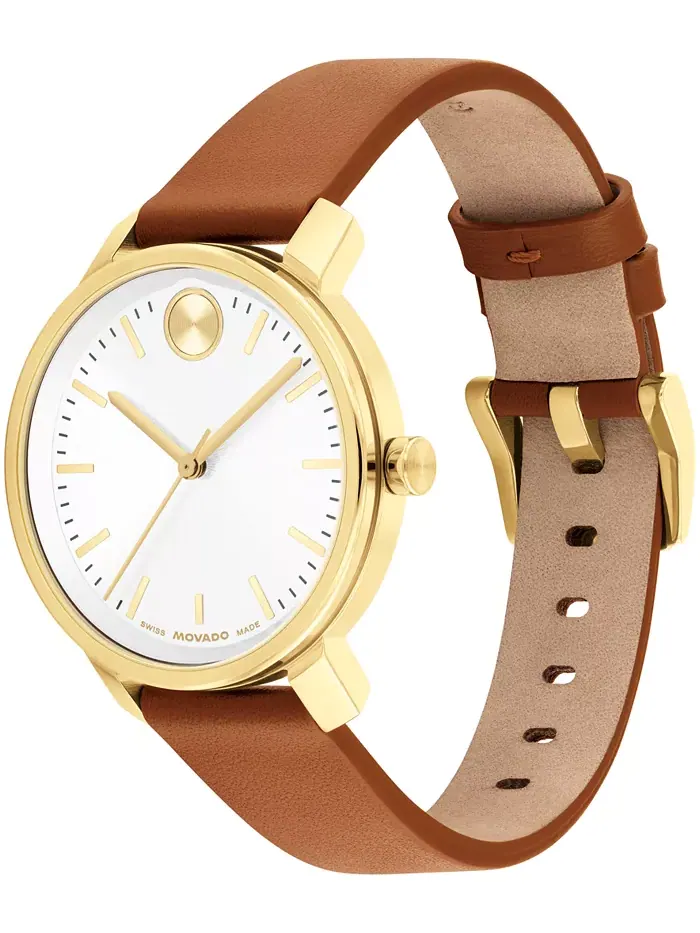 Женские часы Bold Access Swiss Quartz с кожаным ремешком цвета коньяк, 34mm Movado — изображение 2 из 3