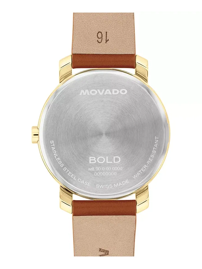 Женские часы Bold Access Swiss Quartz с кожаным ремешком цвета коньяк, 34mm Movado — изображение 3 из 3