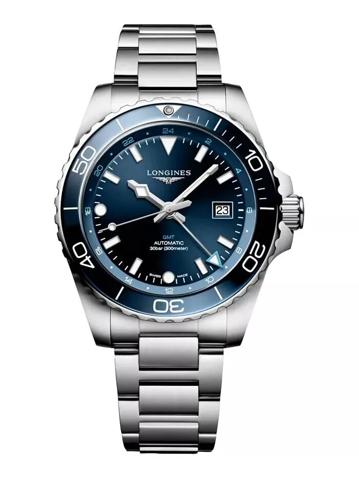 Мужские швейцарские автоматические часы Hydroconquest GMT с браслетом из нержавеющей стали, 43 мм — изображение 1 из 3