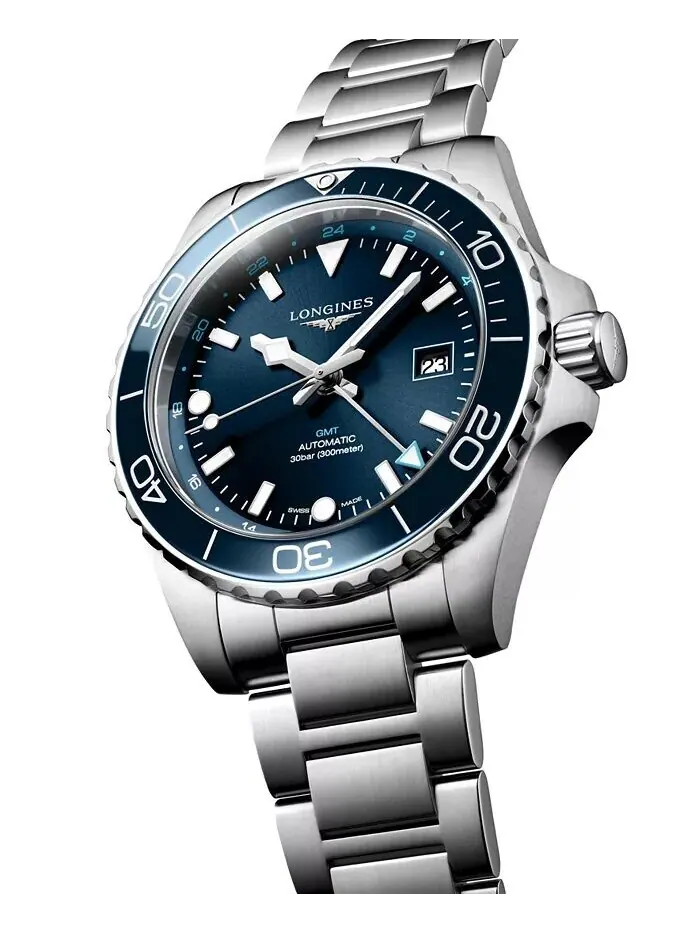 Мужские швейцарские автоматические часы Hydroconquest GMT с браслетом из нержавеющей стали, 43 мм — изображение 2 из 3