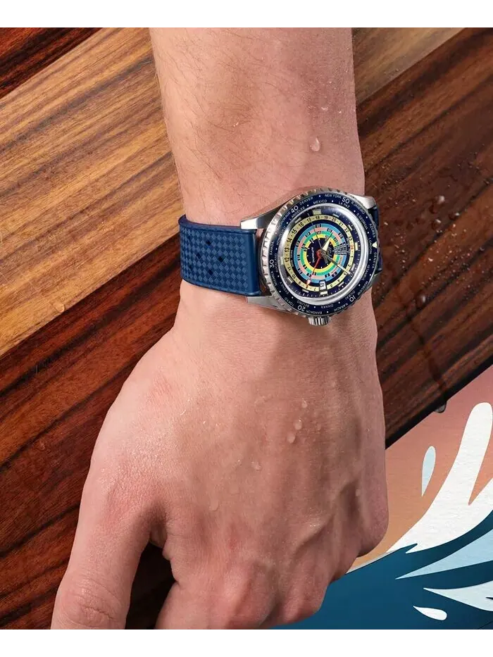 Швейцарские автоматические часы унисекс Ocean Star Decompression Worldtimer с синим каучуковым — изображение 4 из 4