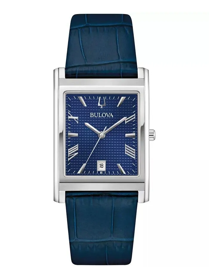 Мужские часы Sutton с синим кожаным ремешком, 29 мм Bulova — изображение 1 из 3