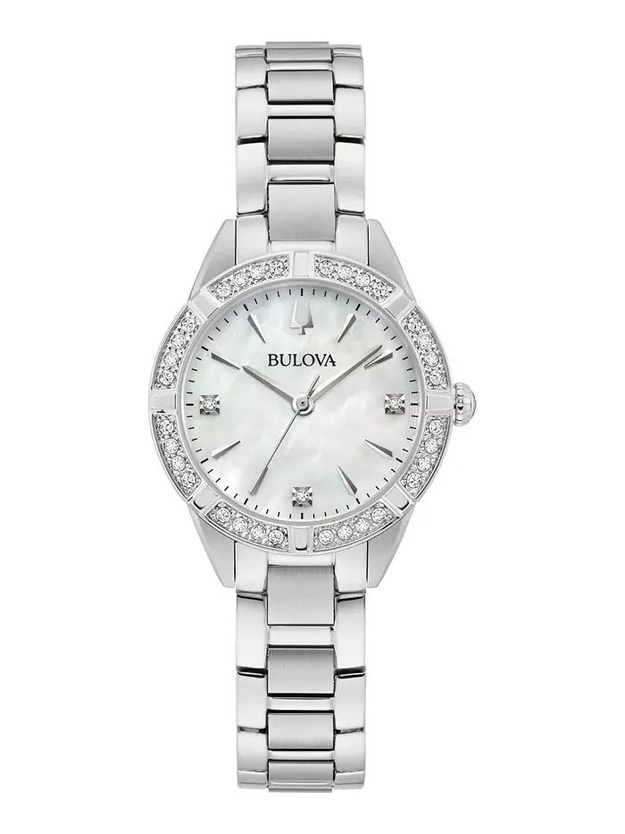 Женские классические часы-браслет Sutton Diamond (1/20 ct. общ. вес) из нержавеющей стали, 28 мм — изображение 1 из 3