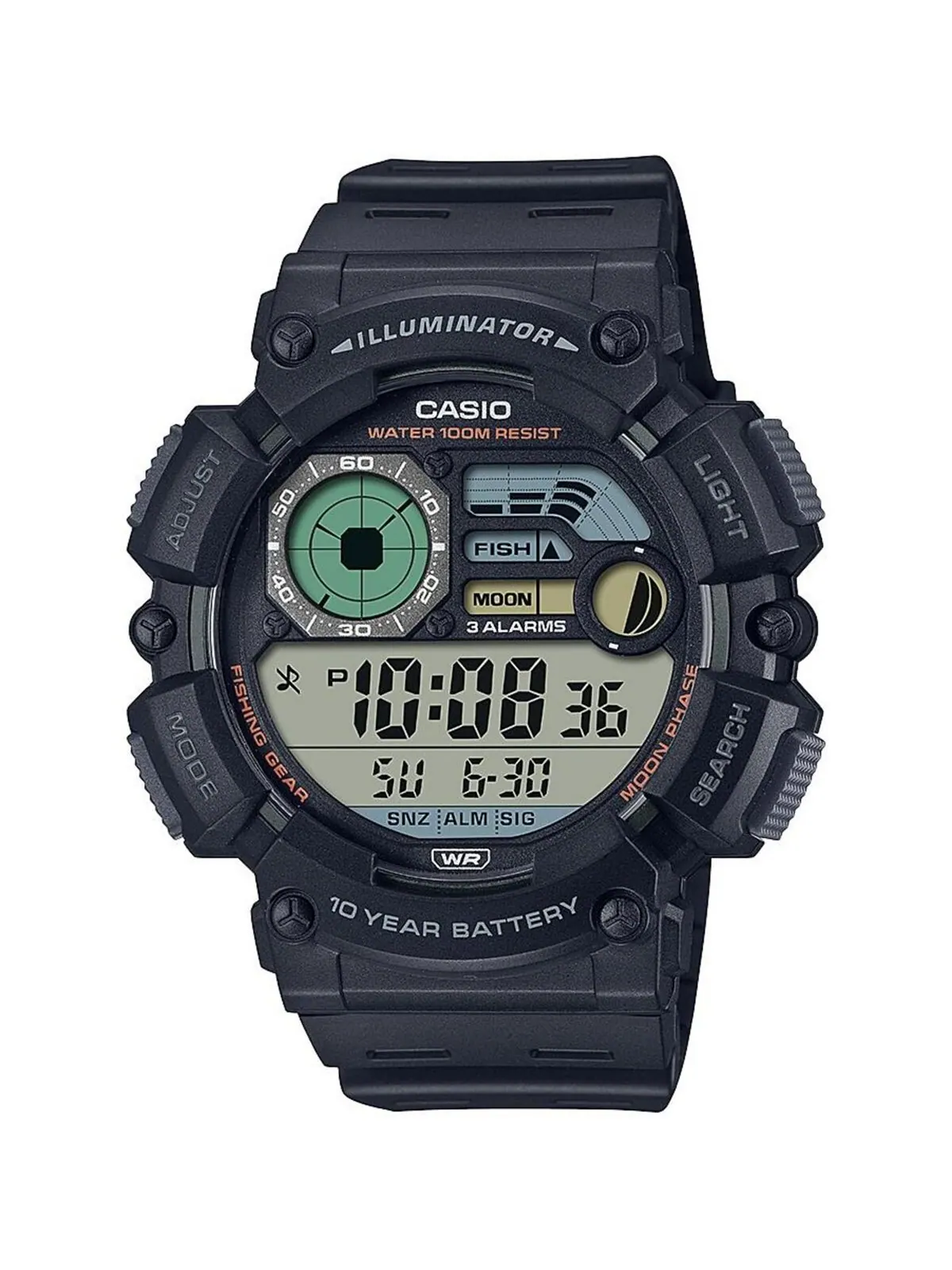 Мужские цифровые часы из черной смолы 50,1 мм, WS1500H-1AV Casio — изображение 1 из 1, оттенок черный