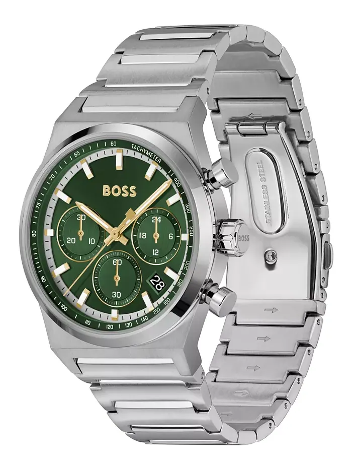 Мужские часы Candor Quartz Chronograph, стальной корпус с серебристым покрытием, 41 мм Hugo Boss — изображение 2 из 3