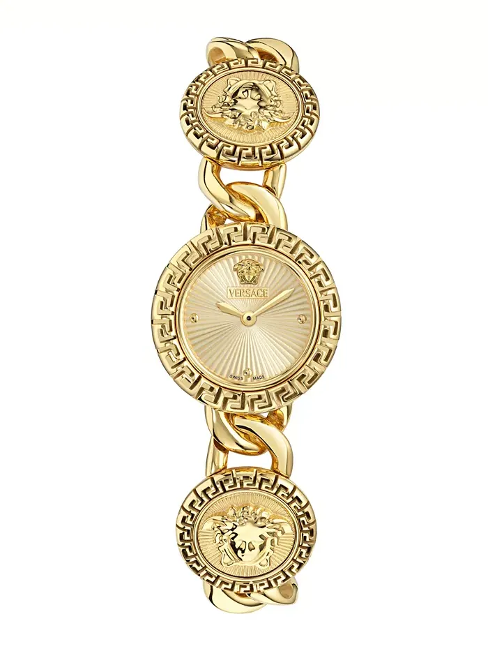 Женские часы Swiss La Greca Stud Icon Gold Ion Plated Link Bracelet 28mm Versace — изображение 1 из 3