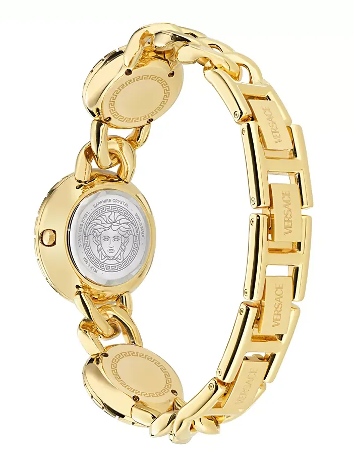 Женские часы Swiss La Greca Stud Icon Gold Ion Plated Link Bracelet 28mm Versace — изображение 3 из 3