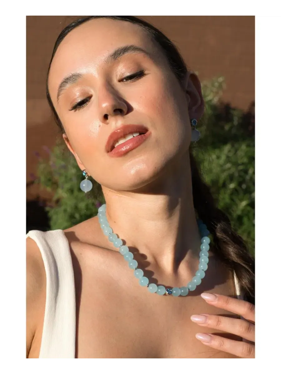 Серьги-подвески с аквамарином Isla Aquamarine Bead Drop Classicharms, Auqamarine — изображение 6 из 6
