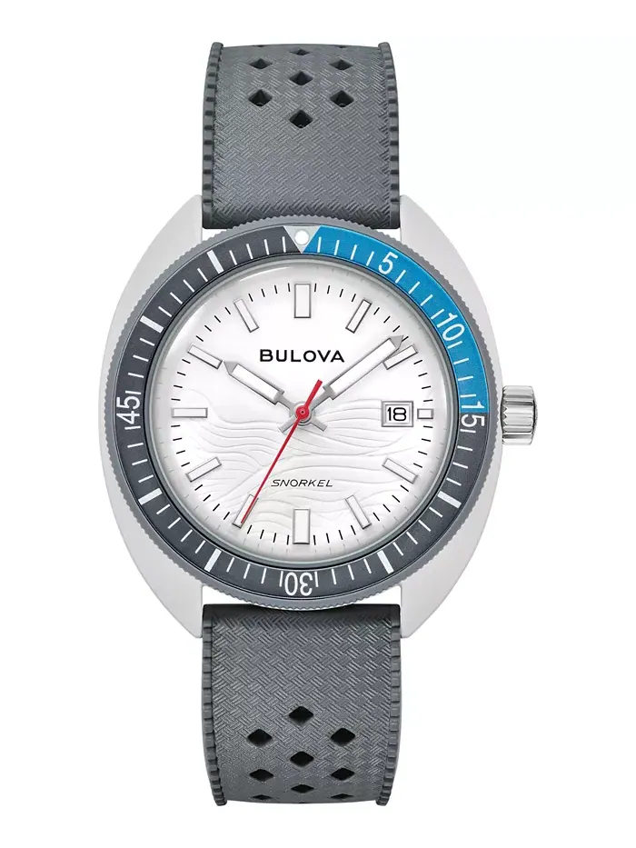Мужские часы с серым ремешком из HNBR-резины для подводного плавания, 41 мм Bulova