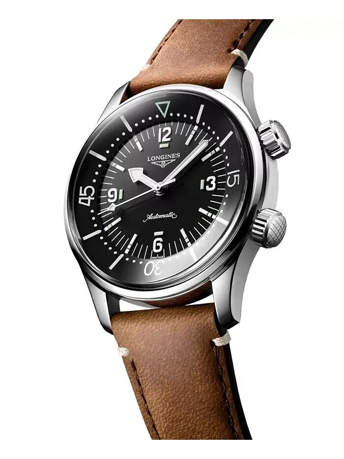 Мужские швейцарские автоматические часы Legend Diver с коричневым кожаным ремешком, 39 мм Longines — изображение 2 из 4