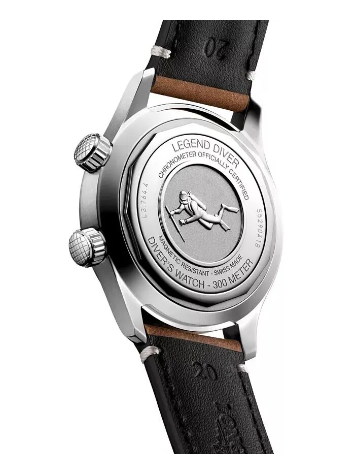 Мужские швейцарские автоматические часы Legend Diver с коричневым кожаным ремешком, 39 мм Longines — изображение 3 из 4