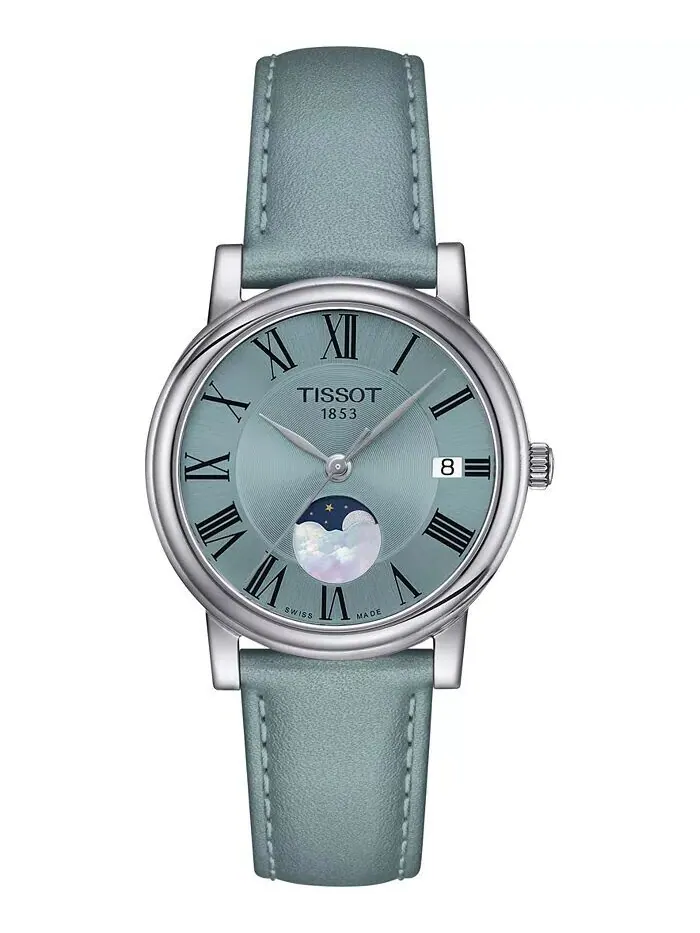 Женские часы Carson Premium Lady Moonphase с синим кожаным ремешком, 32 мм Tissot — изображение 1 из 5