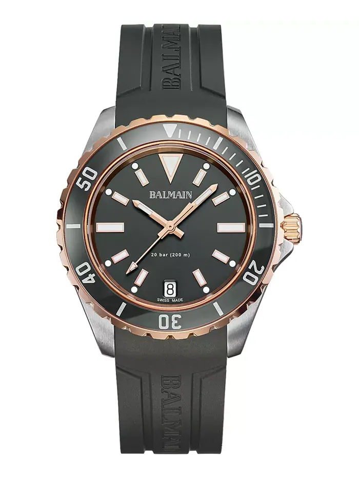 Мужские часы Swiss Ophrys с черным резиновым ремешком, 43 мм Balmain