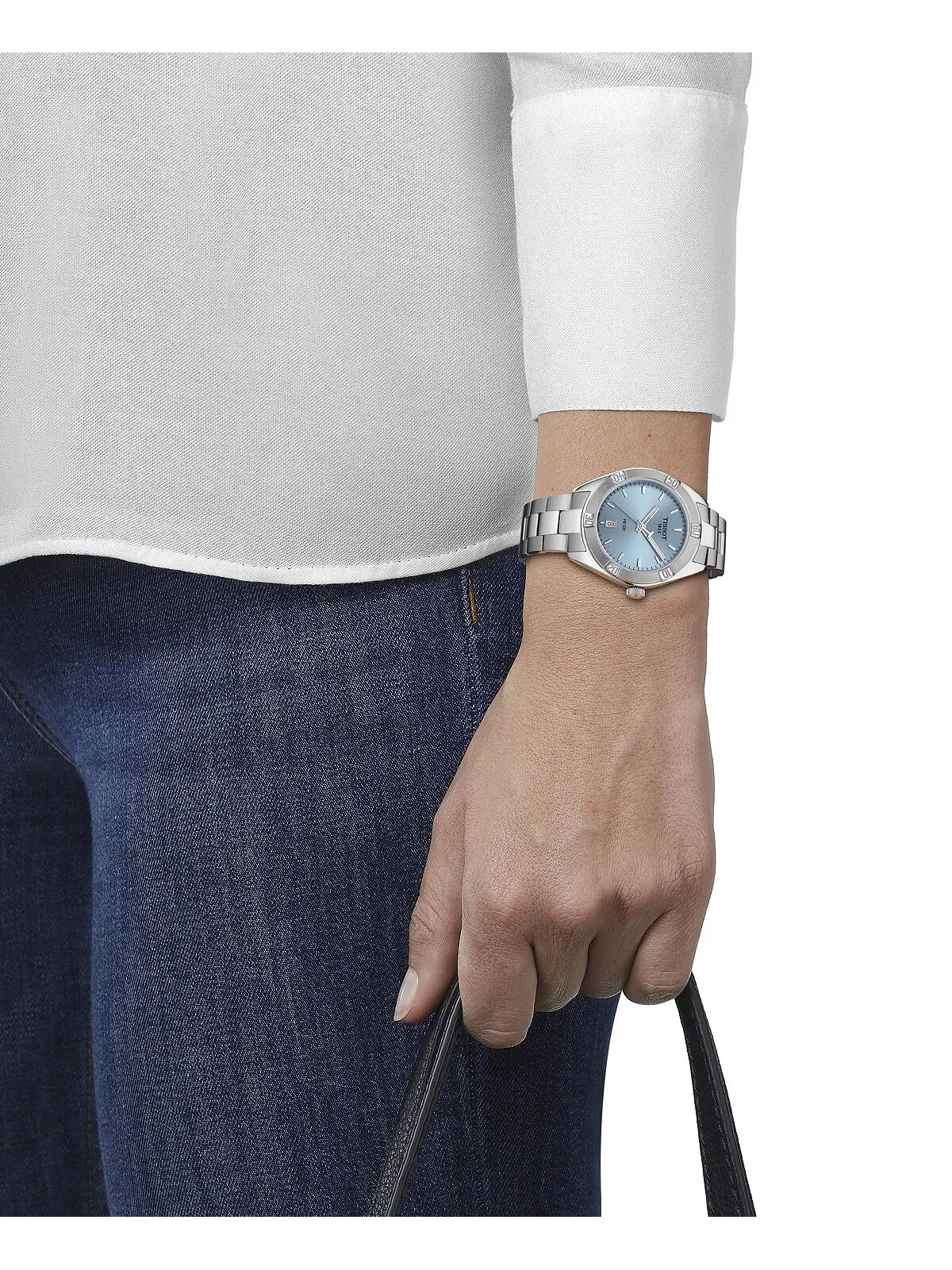 Женские часы PR 100 Lady Sport с браслетом из нержавеющей стали, 36 мм Tissot — изображение 5 из 5, оттенок синий