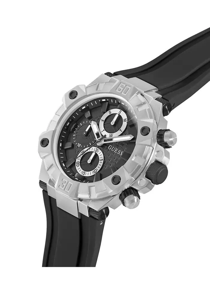 Мужские многофункциональные черные силиконовые часы 46 мм GUESS — изображение 3 из 8
