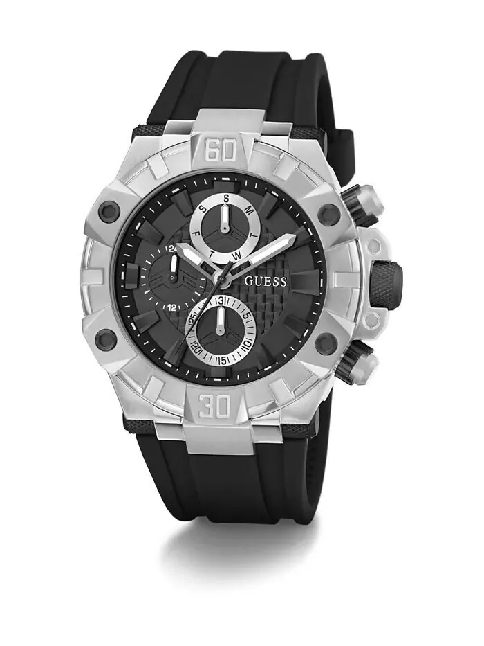 Мужские многофункциональные черные силиконовые часы 46 мм GUESS — изображение 5 из 8