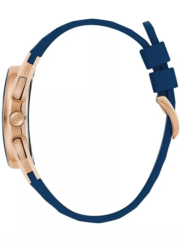 Мужские часы с хронографом Marc Anthony CURV, синие каучуковые ремешки из EPDM, 44 мм Bulova — изображение 2 из 4
