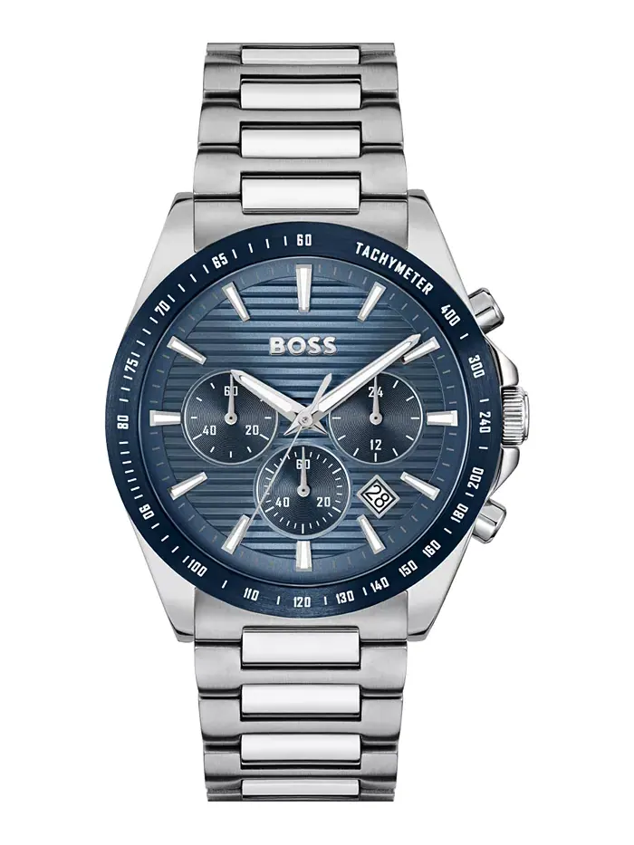 Мужские часы Strike Quartz Chronograph, серебристый корпус из нержавеющей стали, 41 мм Hugo Boss — изображение 1 из 3