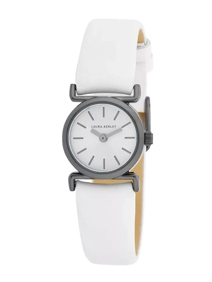Женские часы Quartz White Leather, 20 мм Laura Ashley